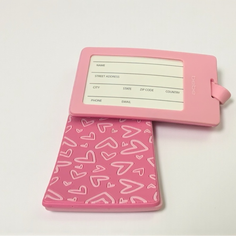 Bebe Heart Pattern Pink Luggage Tags Set - Picture 3 of 4